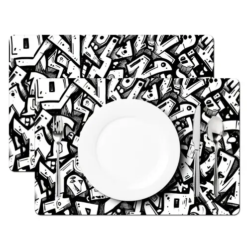 Vormen - Letters - Graffiti - Zwart Placemat vinyl groot -zzsfeer2_Kitchenyeah-website