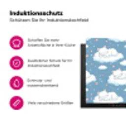 Kitten - Wolken - Blauw Inductie beschermer vinyl 3mm klein 276 -zzzzzzz-lf-ups
