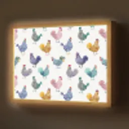 Kippen -Aquarel - Kleurrijk Light Box met batterij (Wandlamp) middel 907 -z3d_website