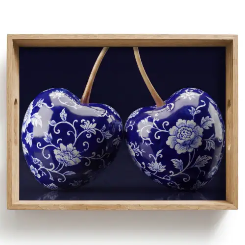 Porselein- Kersen - Delfts - Blauw Dienblad Rechthoek middel -z3d_shopping