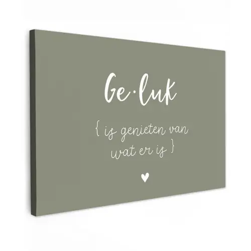 Geluk is genieten van wat er is - Quotes - Geluk definitie - Tekst - Woordenboek Tuinposter op houten frame 2 cm dik klein -3d