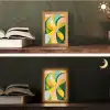 Abstract - Geel - Roze - Groen Light Box met kabel (Tafellamp) klein -sfeer3