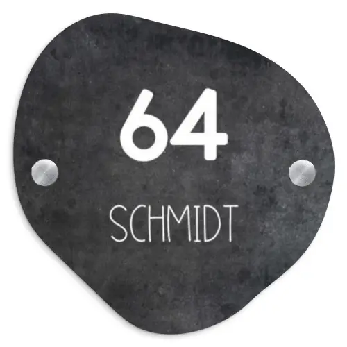 Donker steen - Modern Naambord Organisch middel -3d