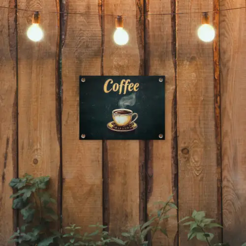 Koffie - Schotel - Koffiebonen - Retro tuinposter los doek klein -sfeer1