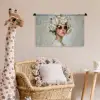 Schilderij - Vrouw - Zonnebril - Bloemenkrans Wandkleed katoen klein -wsfeer5_kind