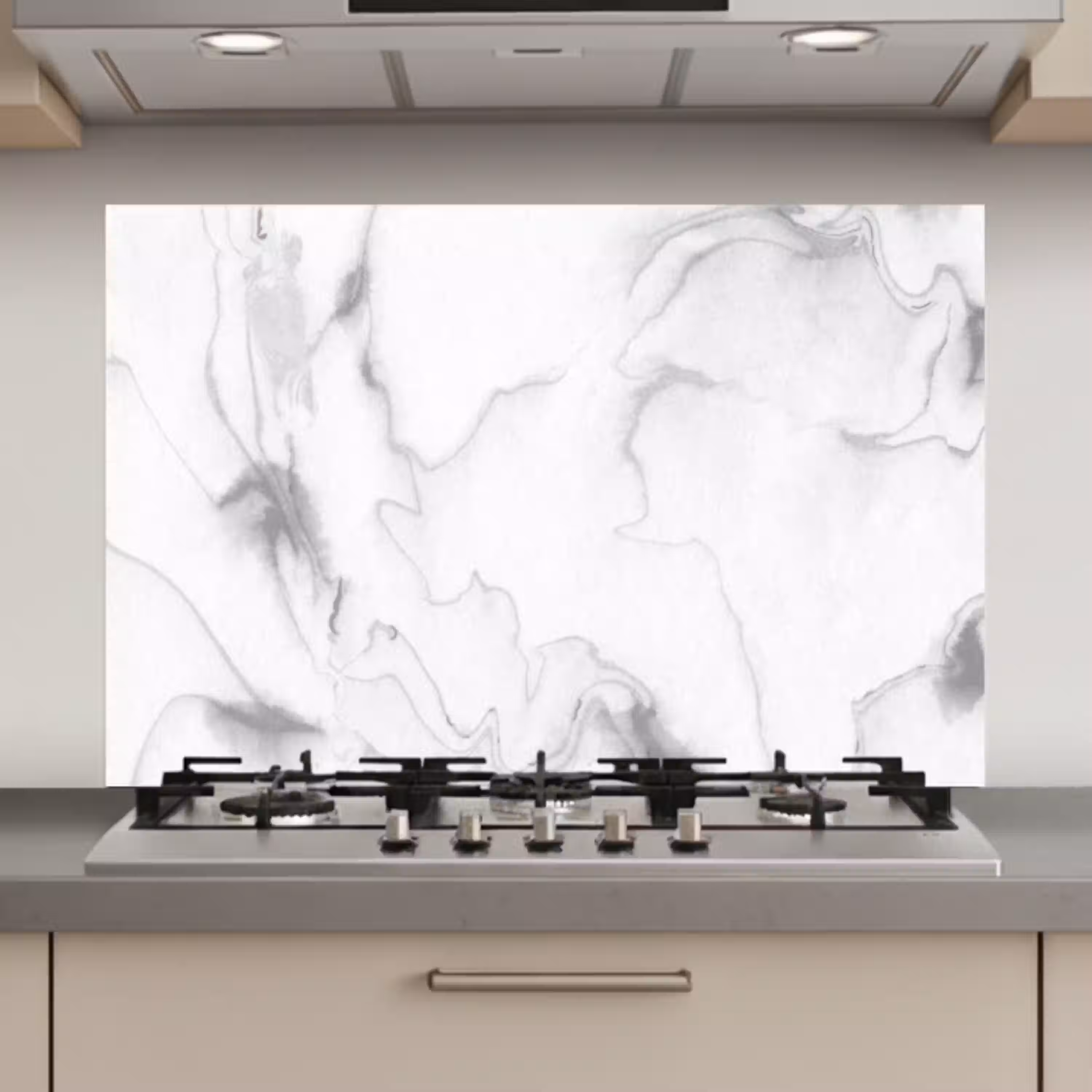 Marmer - Grijs - Wit - Abstract - Marmerlook keuken achterwand spatscherm klein -3d_website