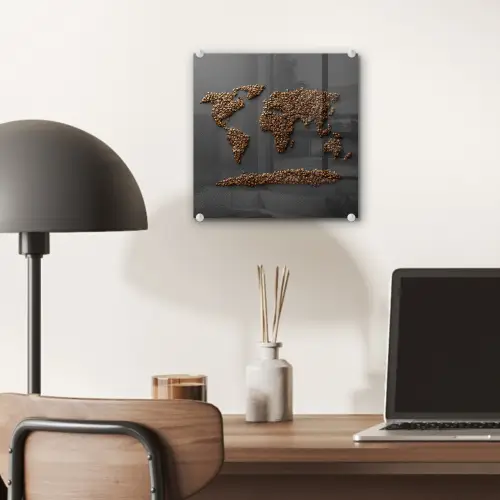 Wereldkaart - Koffie - Grijs plexiglas 5mm klein -sfeer6