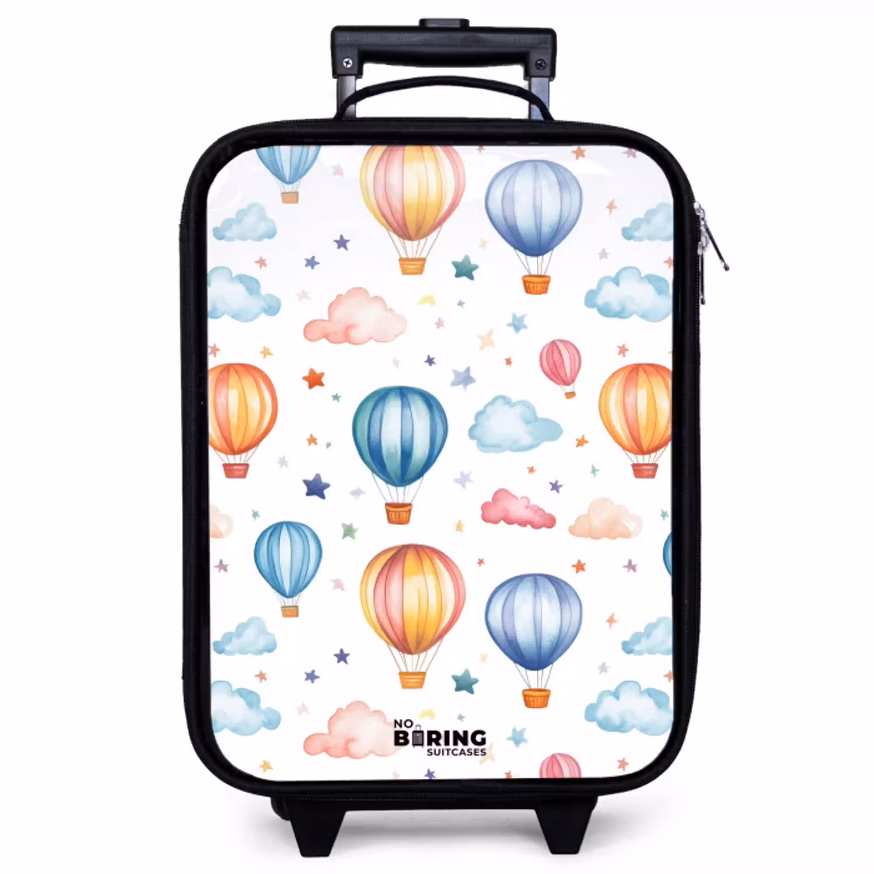 Gekleurde luchtballonnen met sterren en wolken Kinderkoffer - Zwart klein -zzz_website3d
