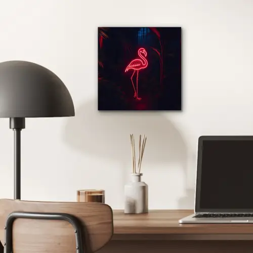Flamingo - Roze - Neon - Licht aluminium wit klein -sfeer5