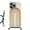 Minimalistisch - Boog - Lijnen - Beige Hoesje iPhone 16 Pro Max met koord klein -3d