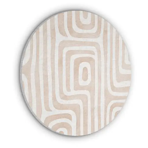 Decoratief - Labyrint - Beige Akoestische PET Vilt - Rond klein -3d