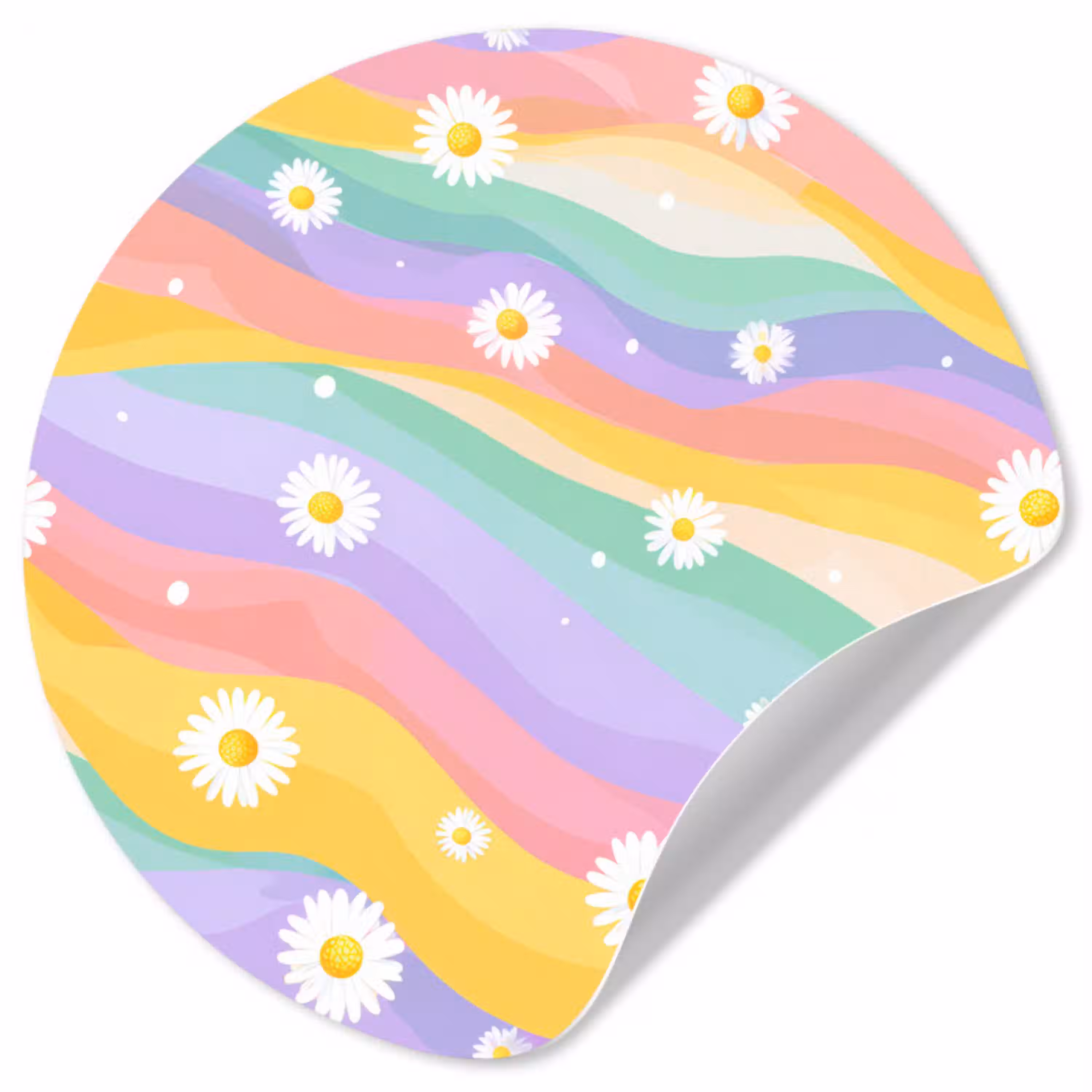 Madeliefjes - Kleurrijk - Pastel - Vrolijk Wandcirkel behangsticker klein -3d