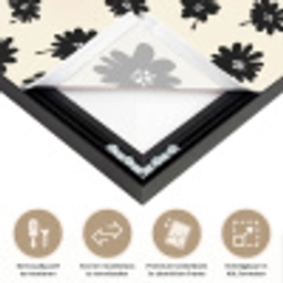 Madeliefjes - Grafisch - Zwart - Beige Textielframe zwart klein 947 -USP_closeupNL