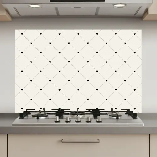 Streep - Hart - Wit - Zwart keuken achterwand spatscherm klein 900 -3d_website