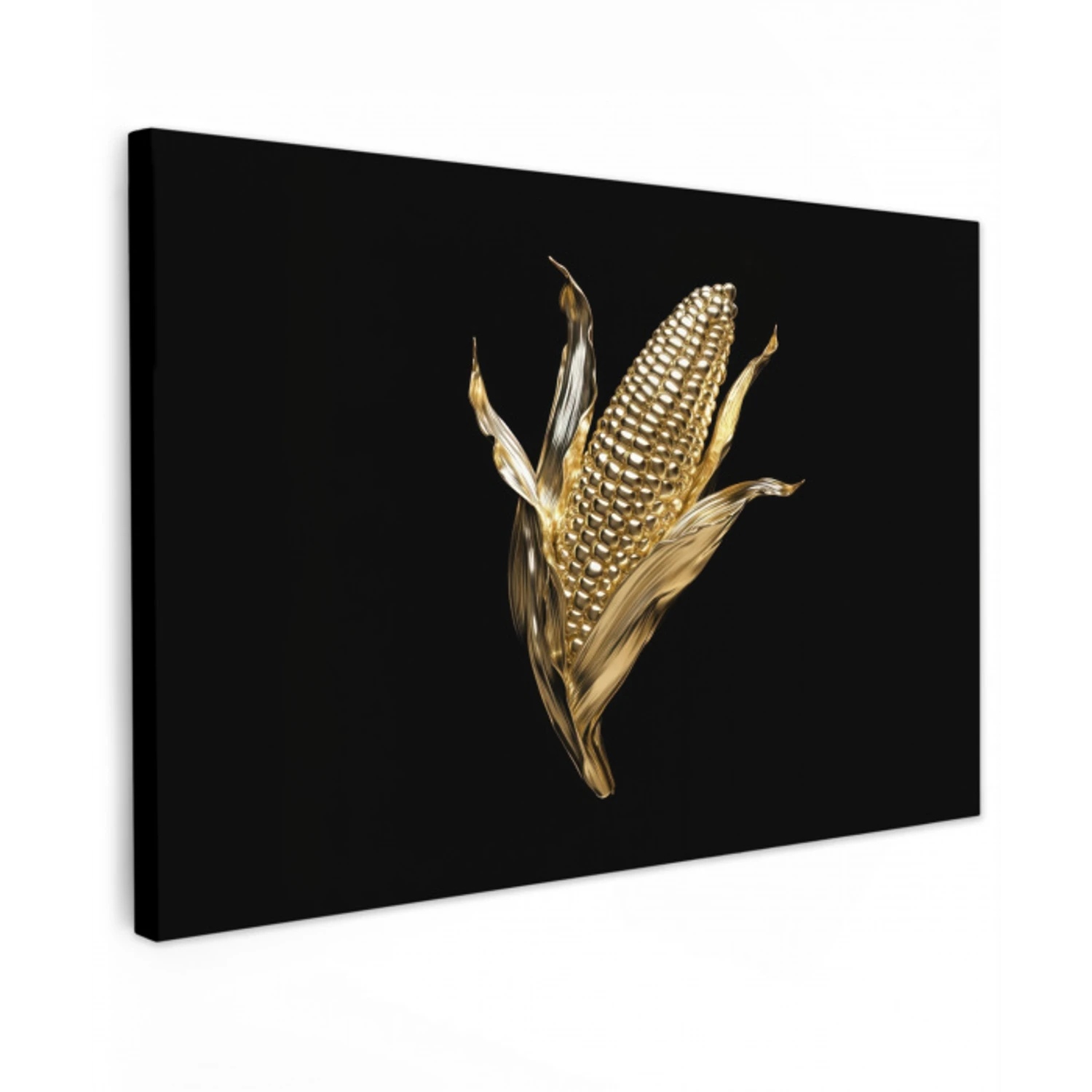 Mais - Eten - Goud - Zwart Tuinposter op houten frame 2 cm dik klein -3d
