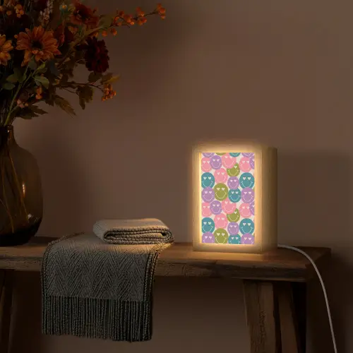 Patroon - Smiley - Kleurrijk - Hartjes Light Box met kabel (Tafellamp) klein 925 -sfeer4