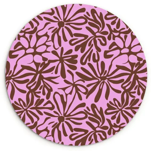 Organisch - Patroon - Roze Wandcirkel kunststof plaat 5mm dik klein 188 -3d