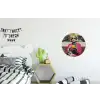 Vrouw - Kat - Bloemen - Kopje - Retro Wandcirkel aluminium klein -kinderkamer