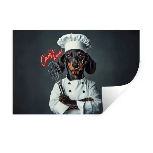 Quote - Neon - Hond - Kokskleding Muursticker klein -3d