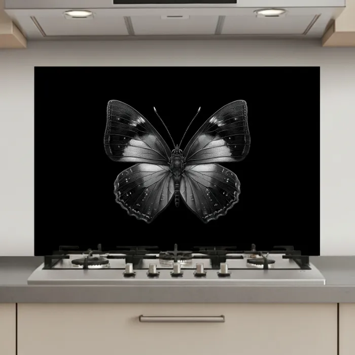 Vlinder - Grijs - Mysterieus keuken achterwand spatscherm klein -3d_website