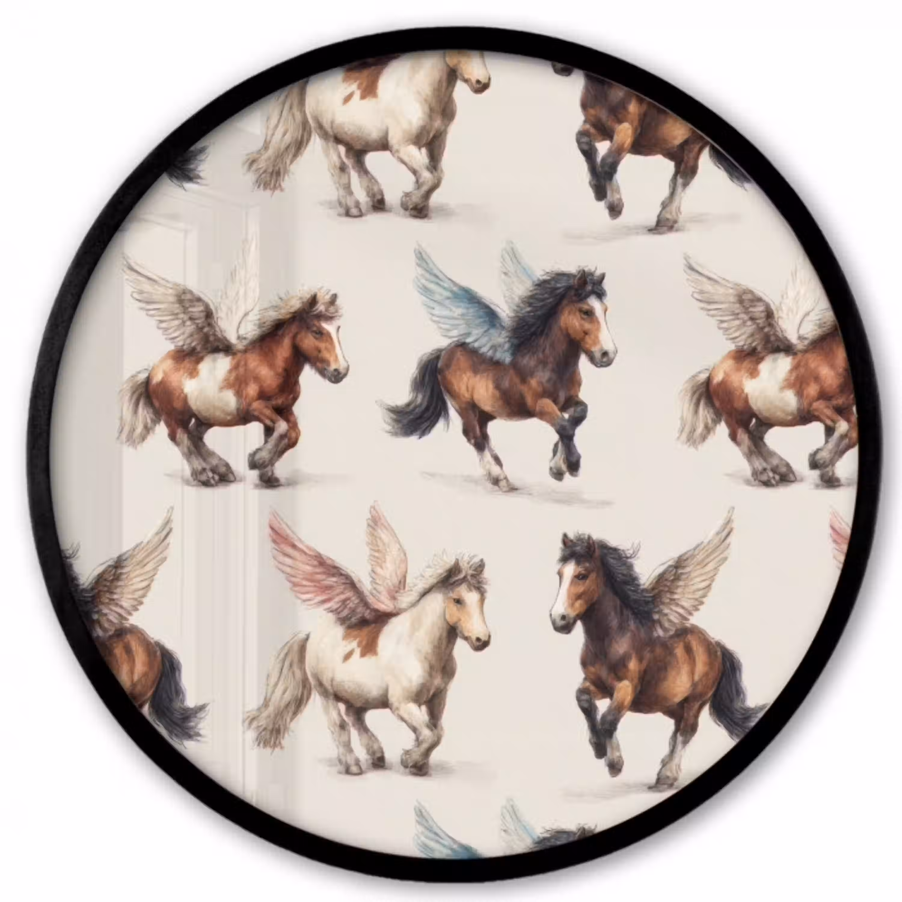 Paarden - Vleugels - Kleurrijk Fotolijst rond zonder passe partout klein 856 -3d