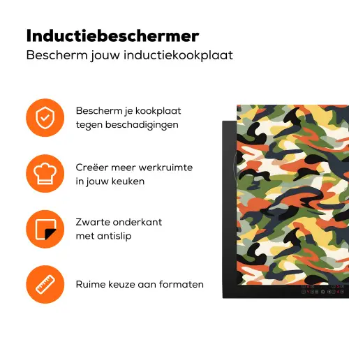 Kleurrijke - Camouflage - Organische - Vormen Inductie beschermer vinyl 3mm klein 276 -zzzzzzz-td-ups