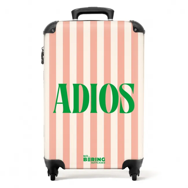 Suitcase - Quotes - Adios salmon pink and cream white
