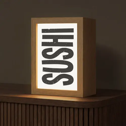 Japandi - Sushi - Zwart - Vintage Light Box met kabel (Tafellamp) klein -z3d_website