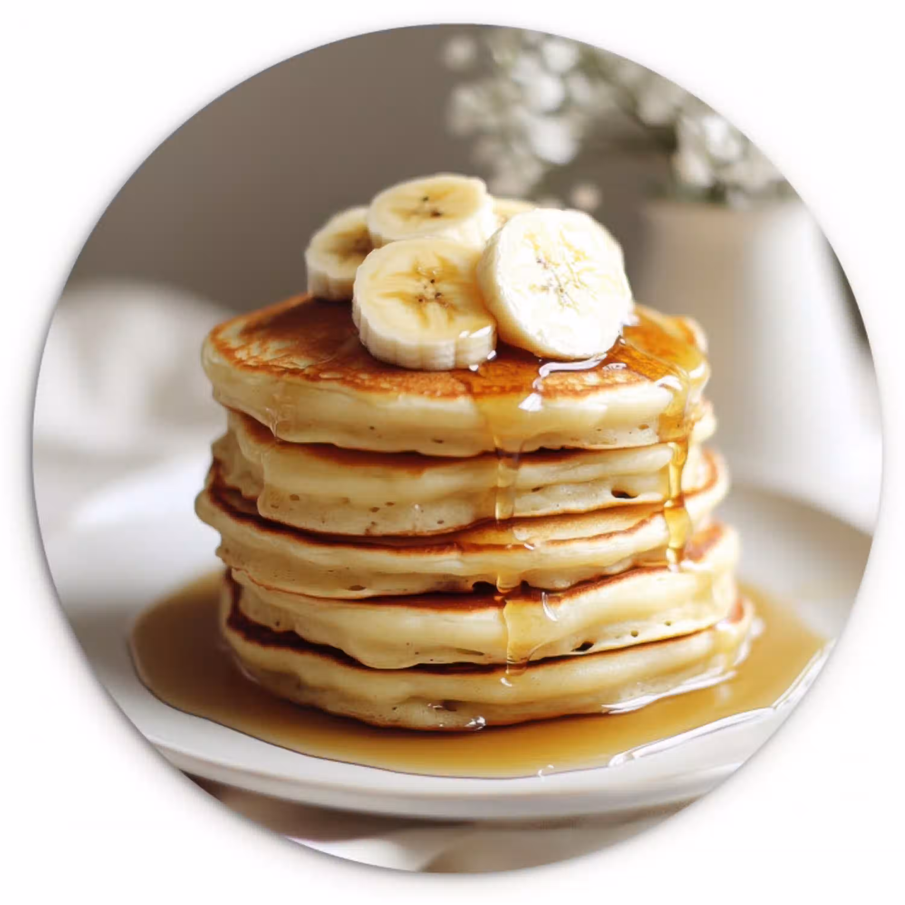 Pannenkoeken - Banaan - Siroop - Wit - Beige Wandcirkel plexiglas klein -3d