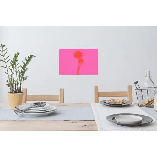 Palmbomen - Modern - Roze Muursticker klein -eettafel