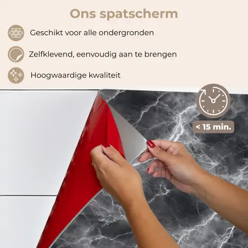 Donkergrijs - Bliksem - Marmer keuken achterwand spatscherm klein 900 -spatscherm_NL