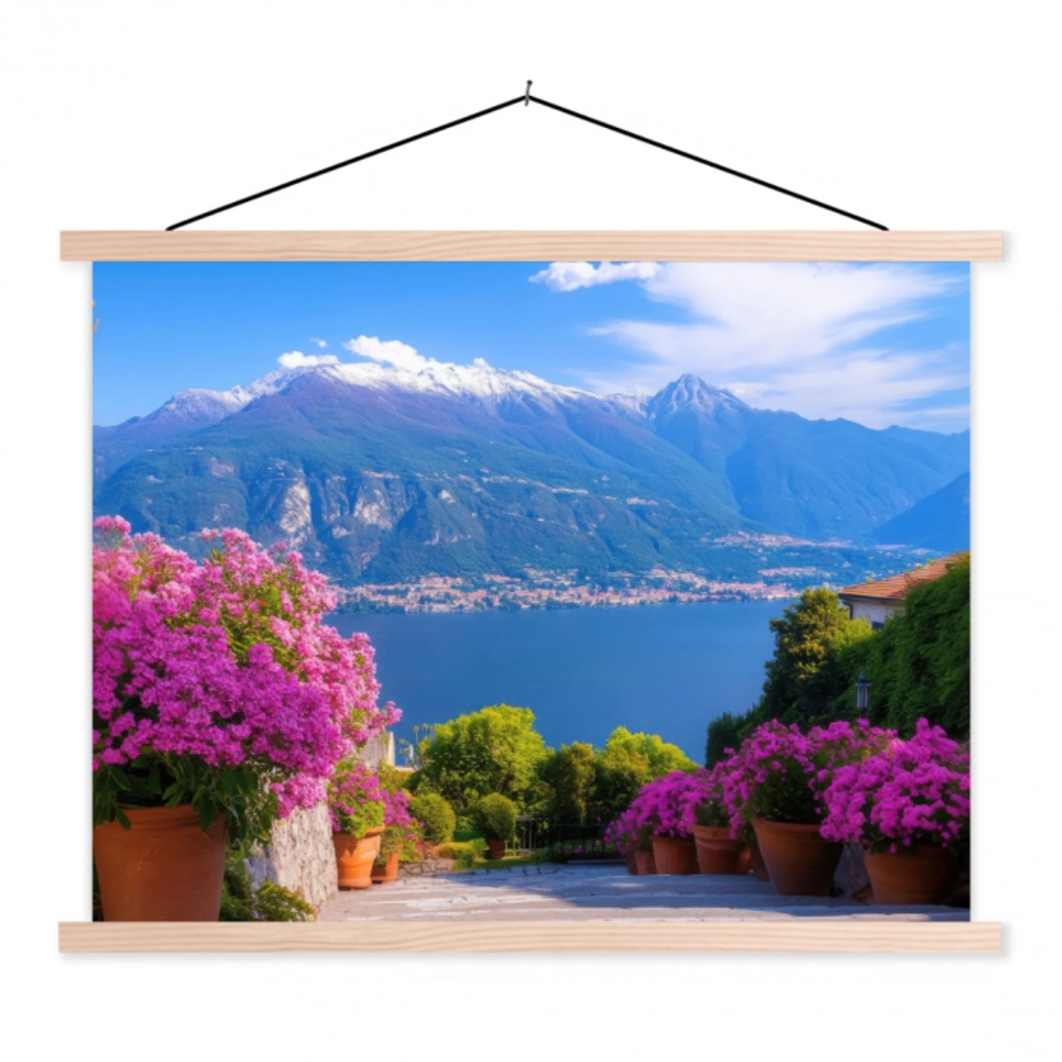 Lake Como - Italië - Landschap textielposter latten blank klein -3d