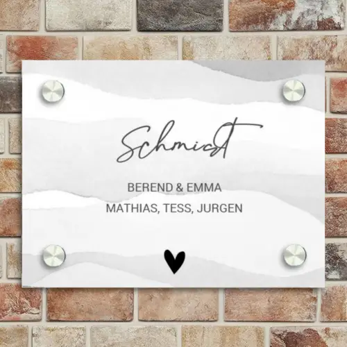 Aquarel - Grijs - Sierlijk Naambord Rechthoek middel -sfeer3