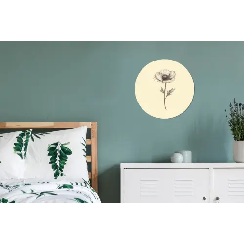 Klaproos - Illustratie - Zwart Wandcirkel aluminium klein -slaapkamer