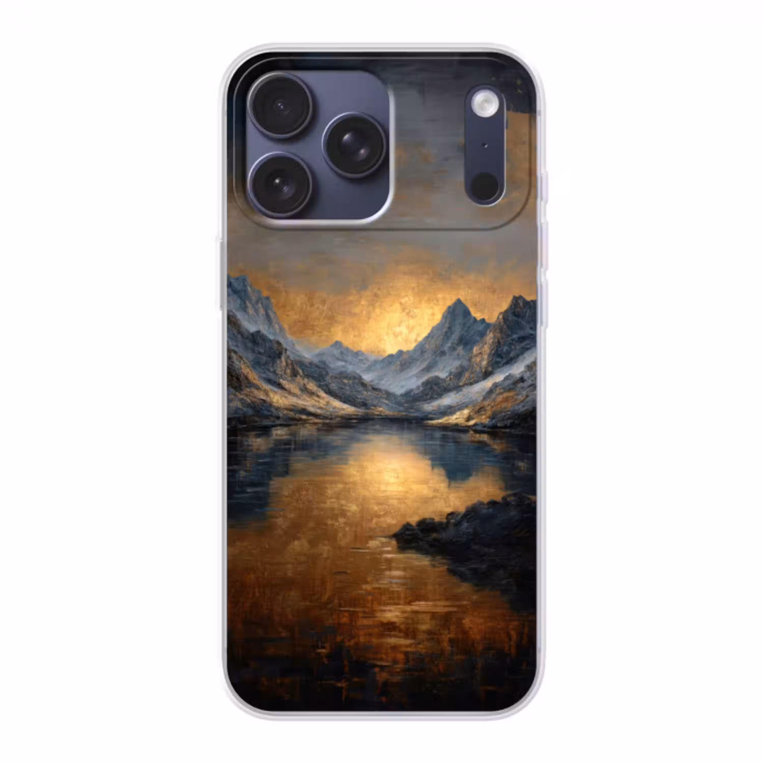 Berglandschap met Gouden Zonsondergang Telefoonhoesje iPhone 17 Pro Max klein -3d