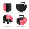 Herhalend ‘LOVE’-patroon in roze op rood NBS - Handbagage koffer - Kinderen Unisex middel zzzzzzzbolletjes_ENG