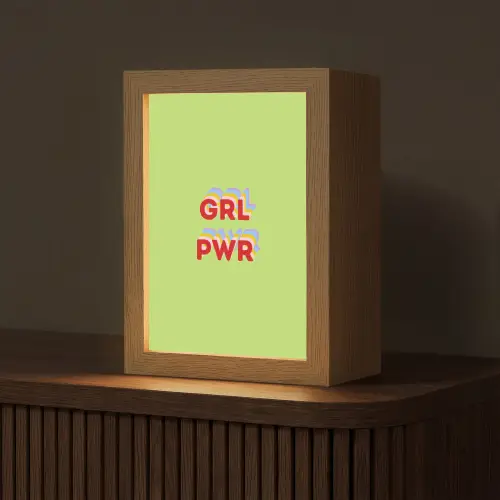 Grl pwr - Groen - Rood - 3D Light Box met kabel (Tafellamp) klein -z3d_website