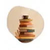 Boeken - Toren - Koffie - Beige Wandcirkel Organisch Plexiglas middel -3d