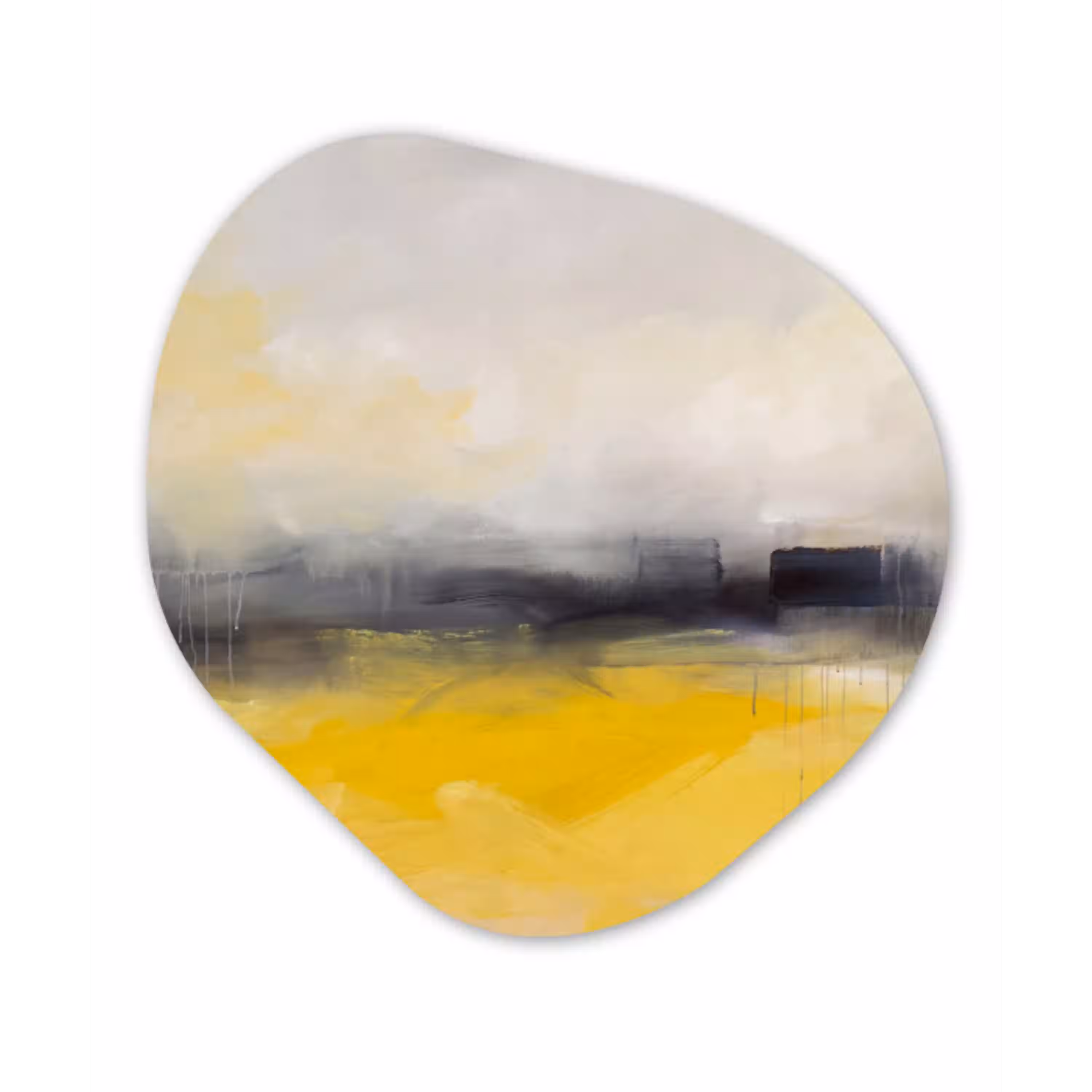 Abstract - Landschap - Modern - Geel Wandcirkel Organisch Aluminium middel -3d