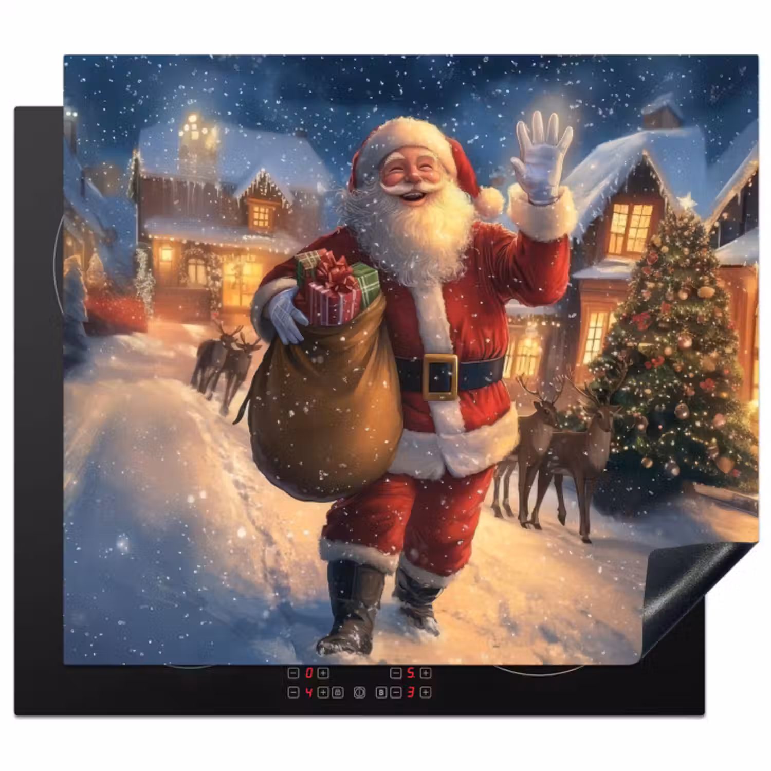 Inductie beschermer - Kerstman - Dorp - Hert - Donker