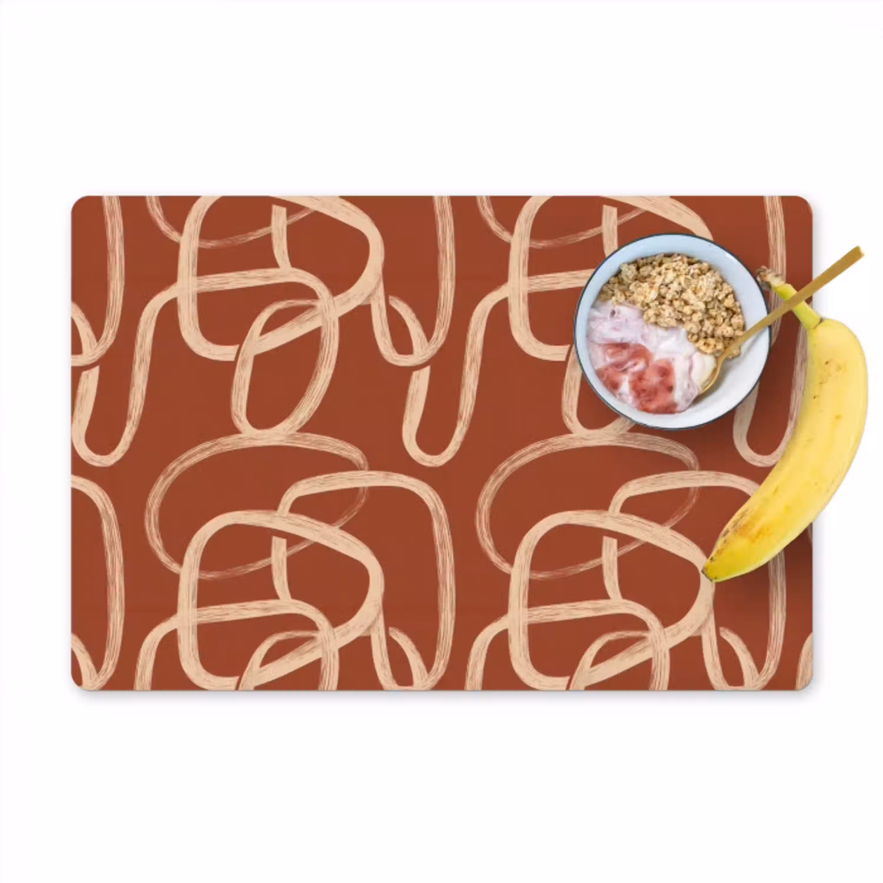 Lijnen - Abstract - Organisch - Terracotta - Crème Placemat vinyl groot 368 -zzzproduct_Kitchenyeah-website