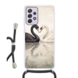 Zwanen - Hartvorm - Dieren Hoesje Samsung Galaxy A52 5G met koord klein -3d
