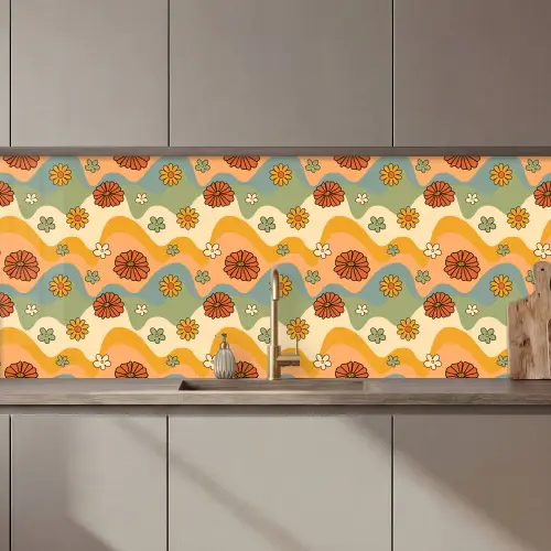Patronen - Bloemen - Vintage keuken achterwand 2 middel 871 zz_3dshopping