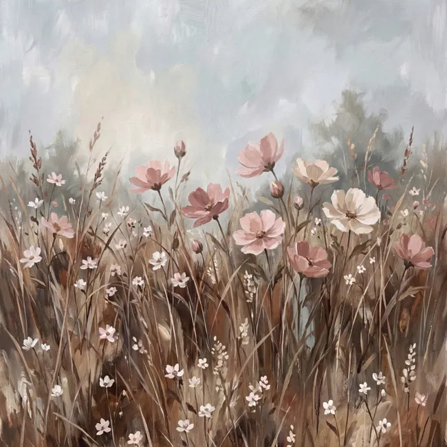 Behang - Bloemen - Botanisch - Schilderij - Pastel - Rustiek