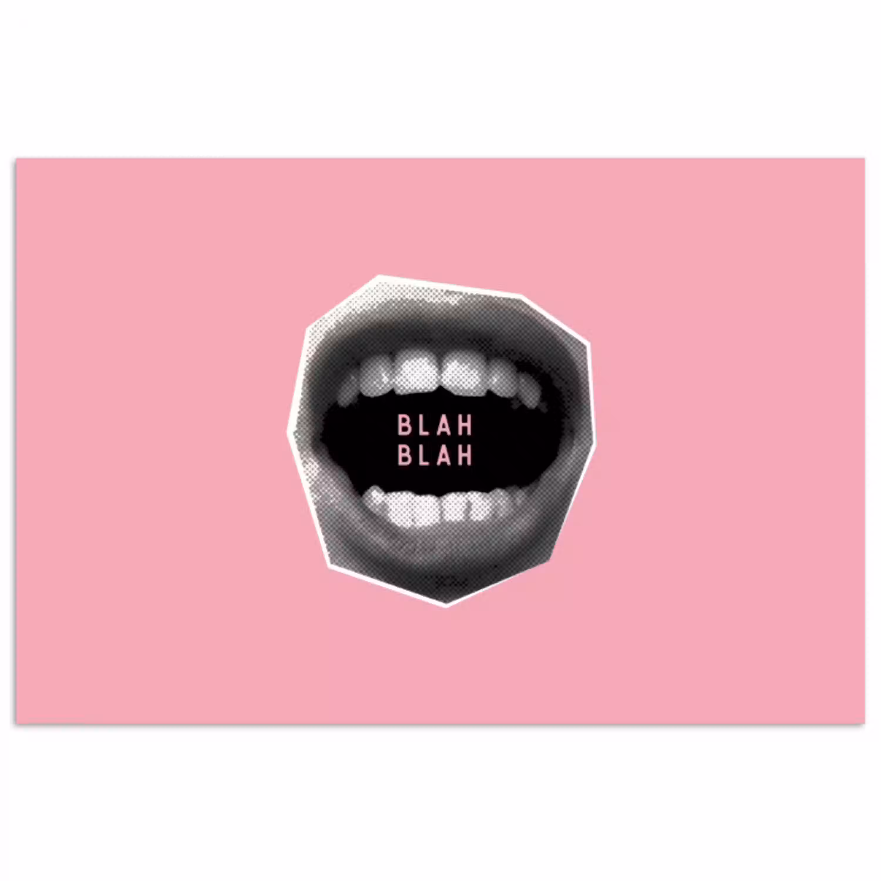 Mond - BLAH BLAH - Roze poster papier klein -3d