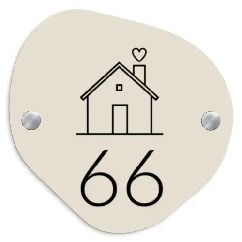 Huis illustratie - Traditioneel Naambord Organisch middel -3d