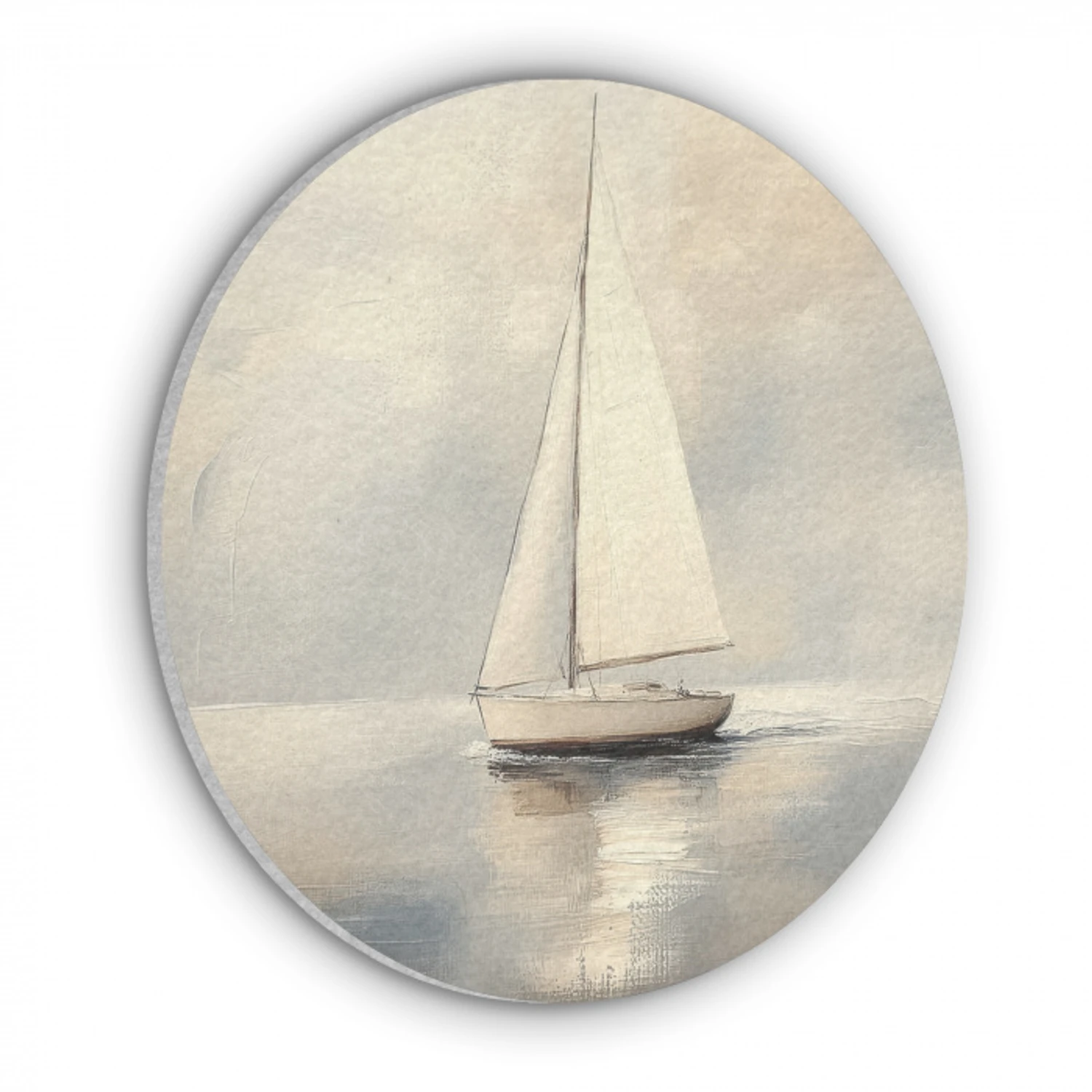 Zeilschip - Zee - Bewolkt Akoestische PET Vilt - Rond klein -3d