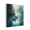 Bos - Water - Eenden - Mistig aluminium wit klein -3d