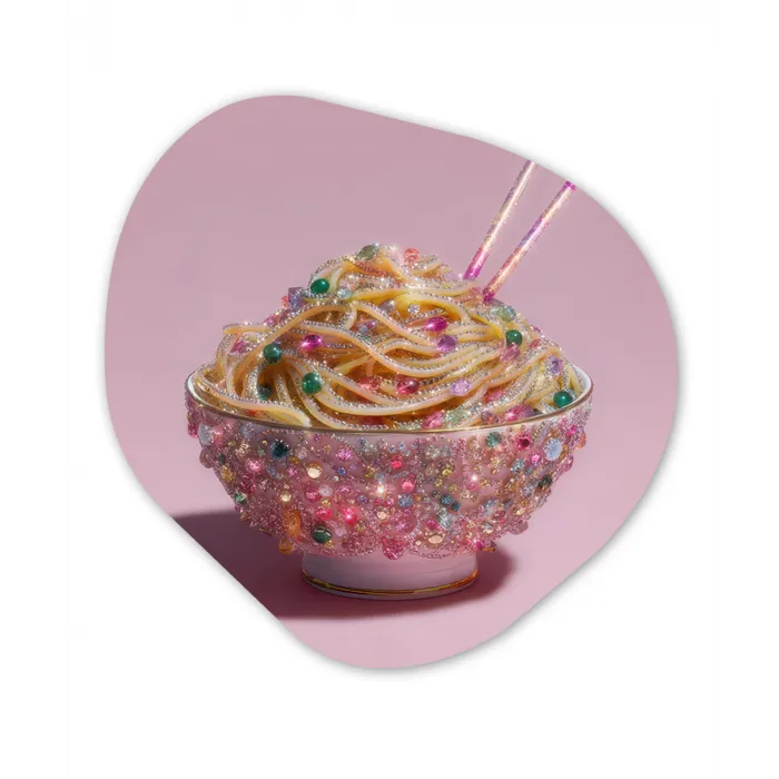 Noodles - Edelstenen - Stokjes - Roze Wandcirkel Organisch Plexiglas middel -3d