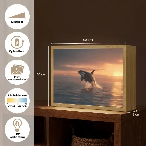 Orka - Zee - Zonsondergang Light Box met batterij (Wandlamp) middel -USP_websiteoverzichtNL